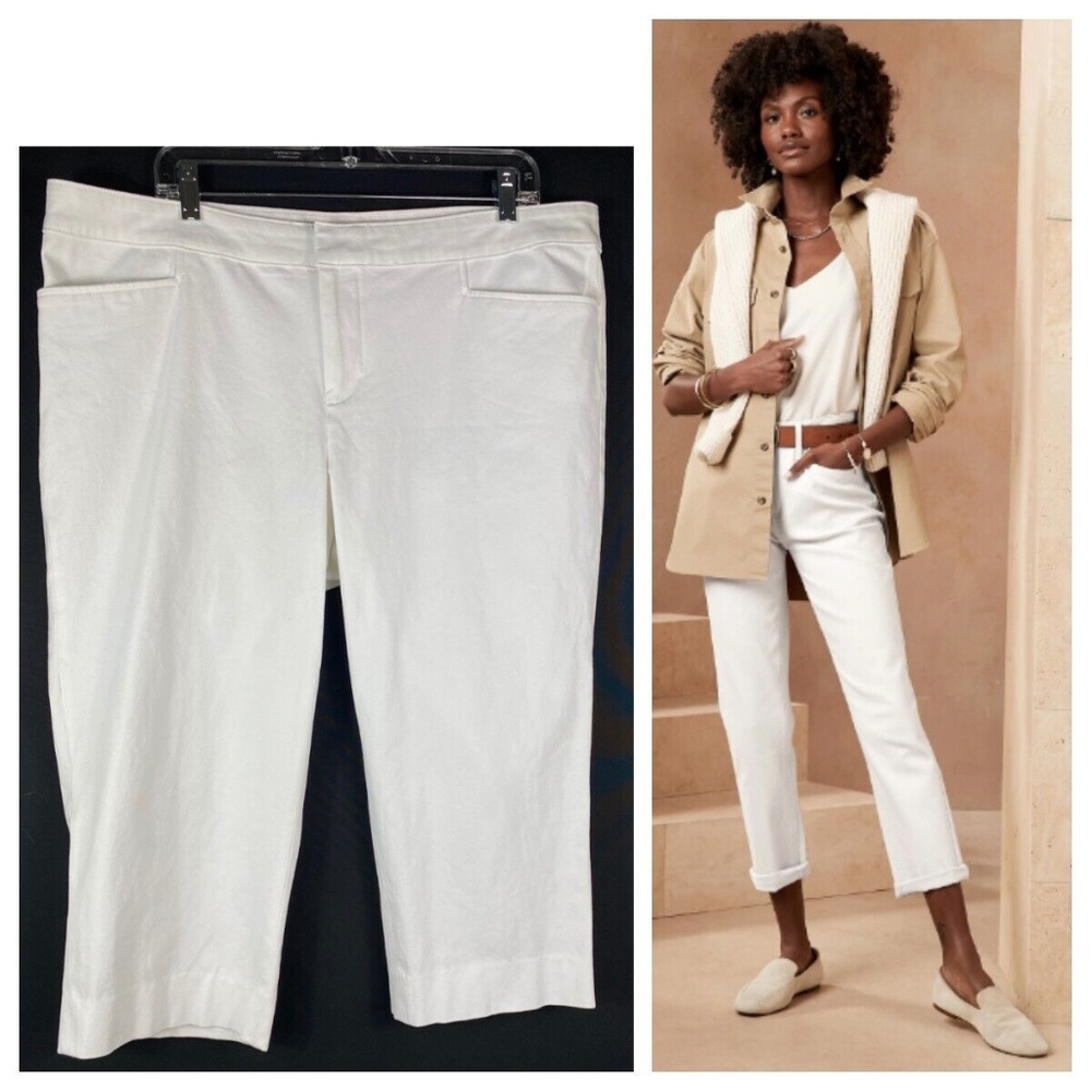 Chaps 16W XL 1X Capris Cropped Pants White Stretch Coastal Summer Chic!